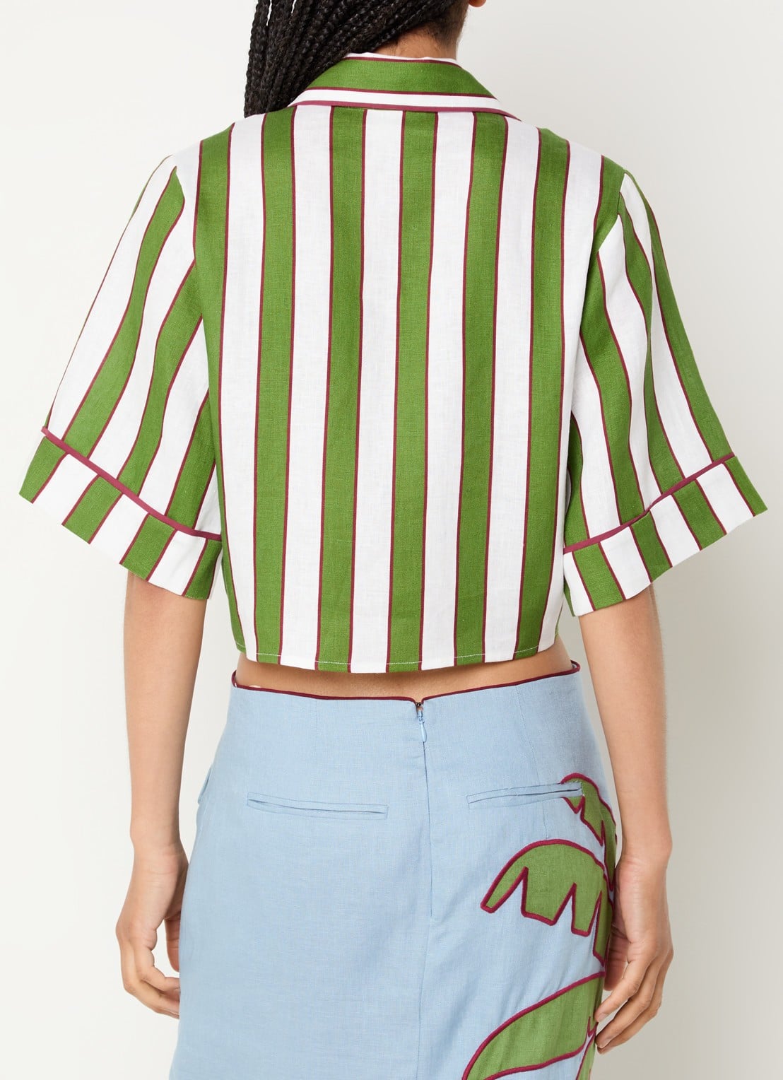 Farm Rio Cropped blouse met van linnen - achterkant groen
