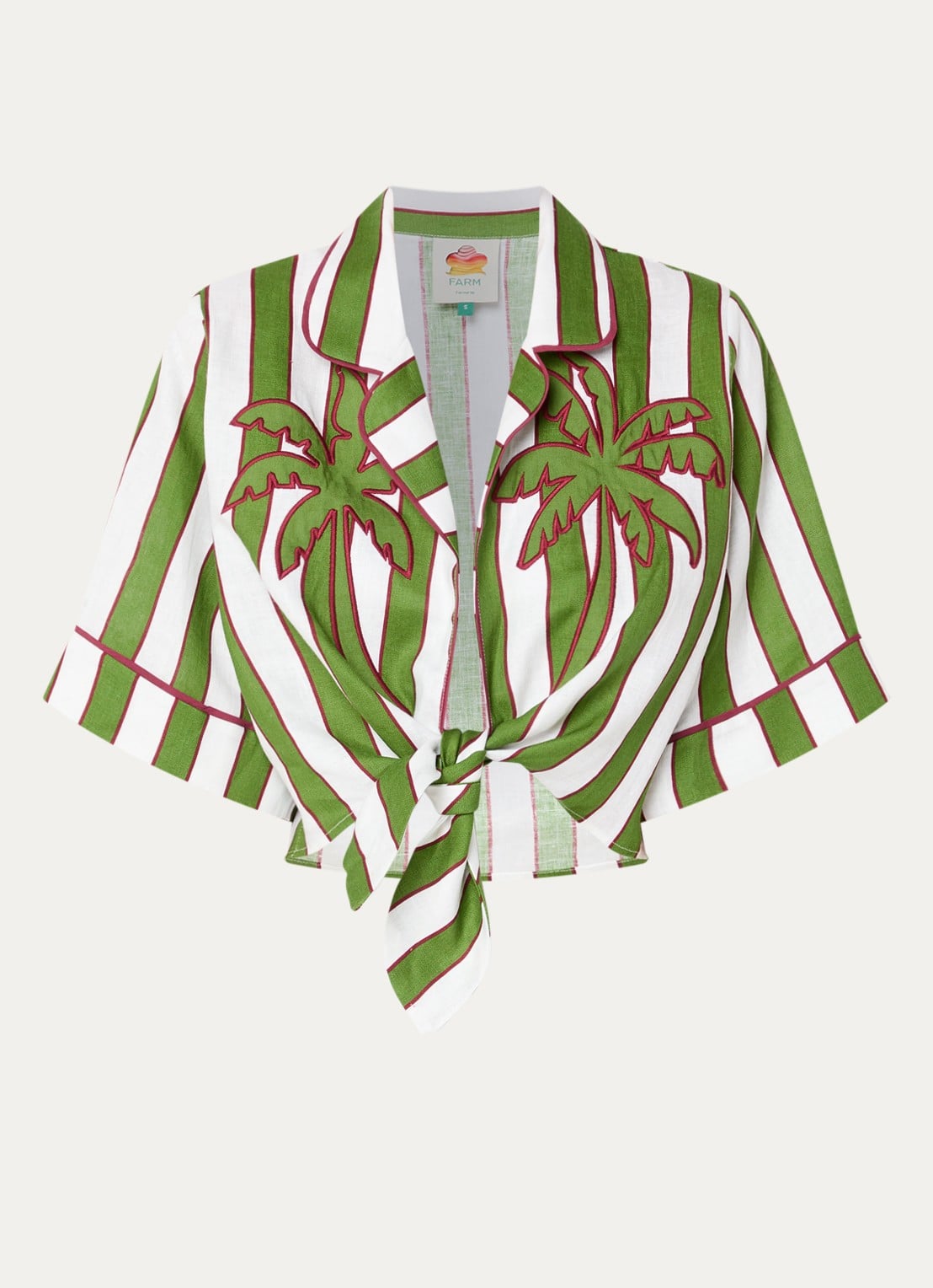 Farm Rio Cropped blouse met van linnen - voorkant 2 groen