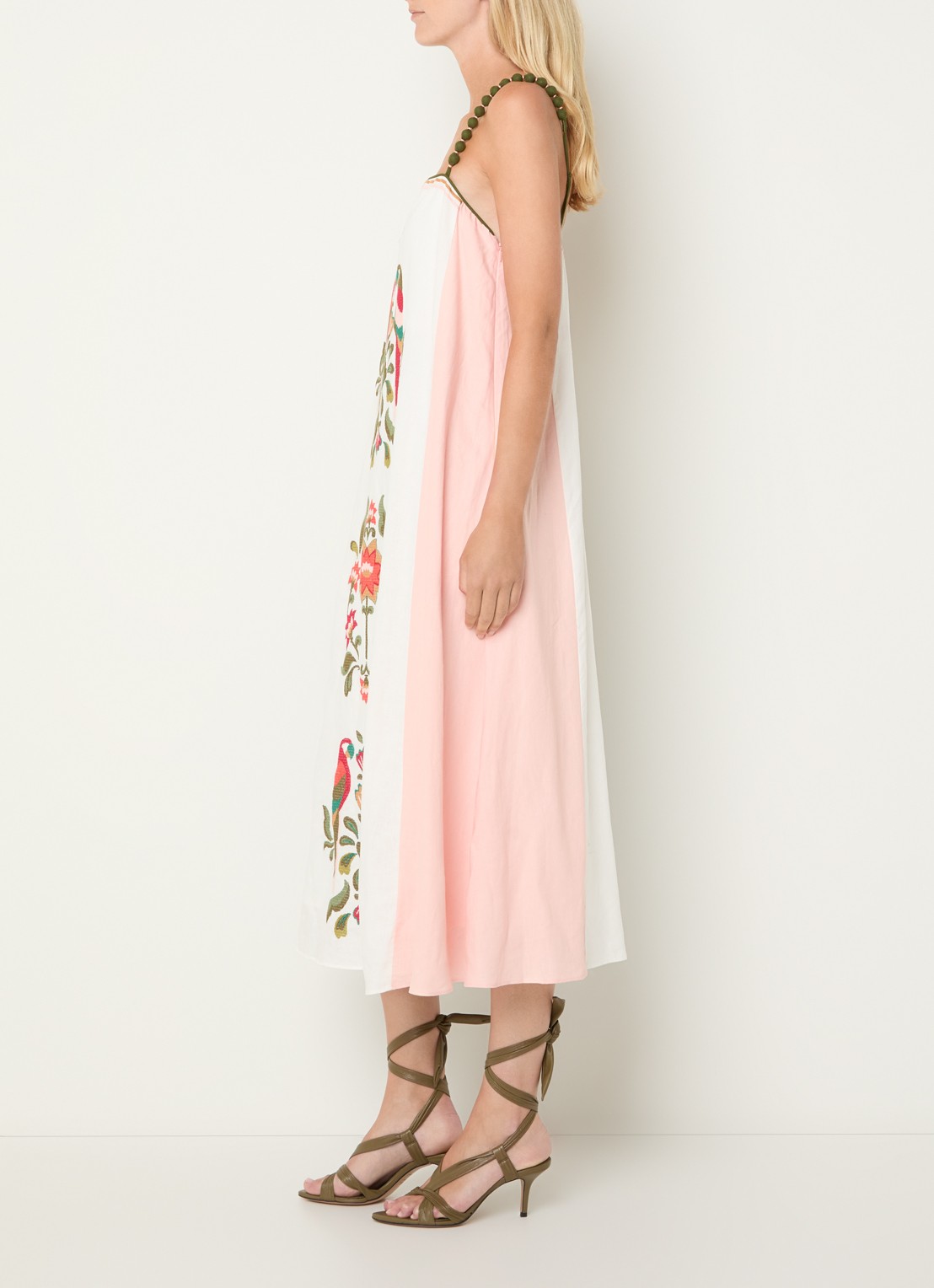 Farm Rio Cross Stich midi jurk met print - voorkant 4 gebroken wit