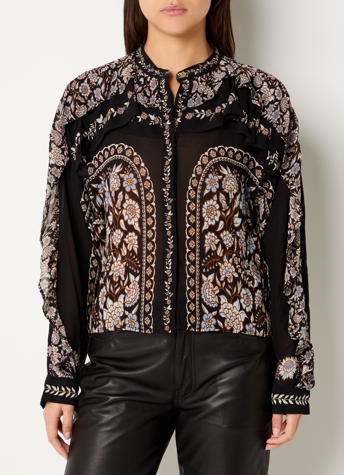 Farm Rio Daniela blouse met print - detail zwart