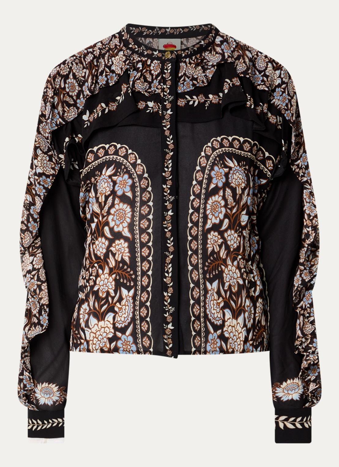 Farm Rio Daniela blouse met print - voorkant 3 zwart
