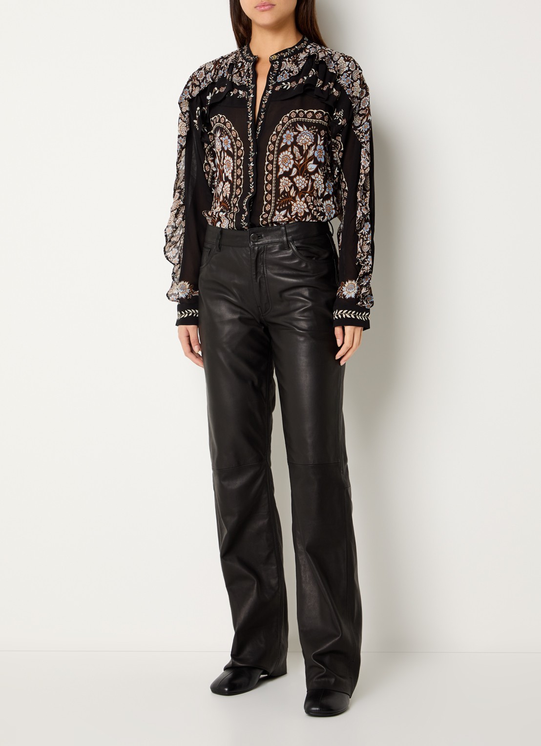 Farm Rio Daniela blouse met print - voorkant 4 zwart
