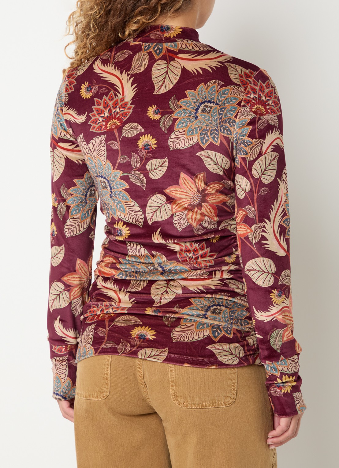 Farm Rio Delhi top met print - achterkant 4 bordeauxrood