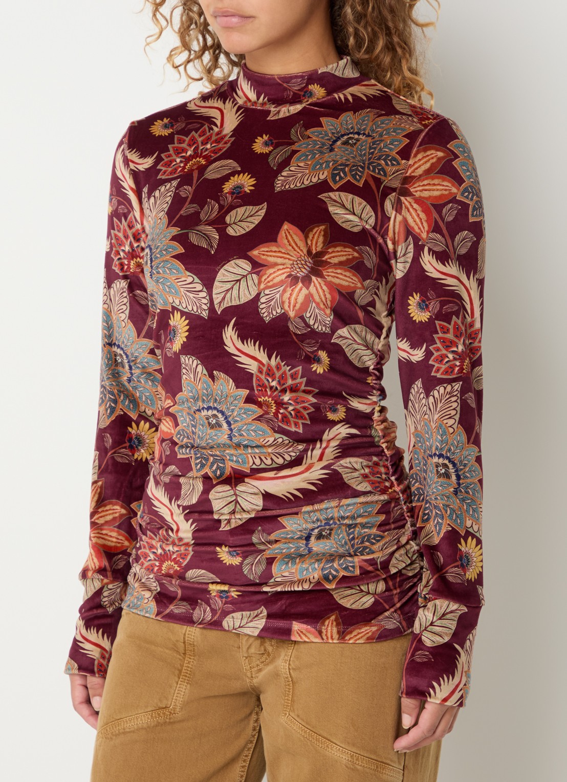 Farm Rio Delhi top met print - detail bordeauxrood