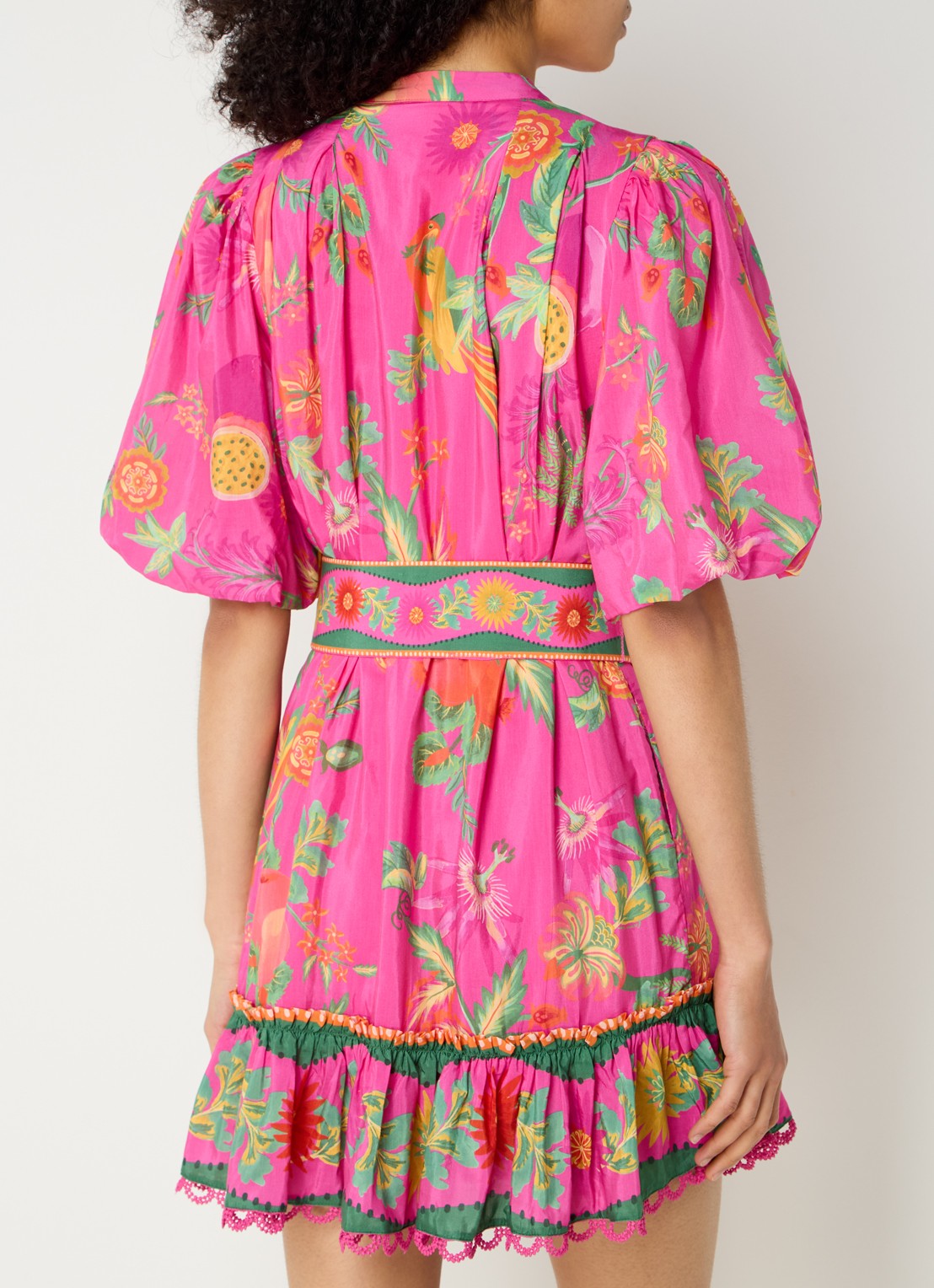 Farm Rio Delicate Fruit Garden mini blousejurk met bloemenprint - achterkant roze