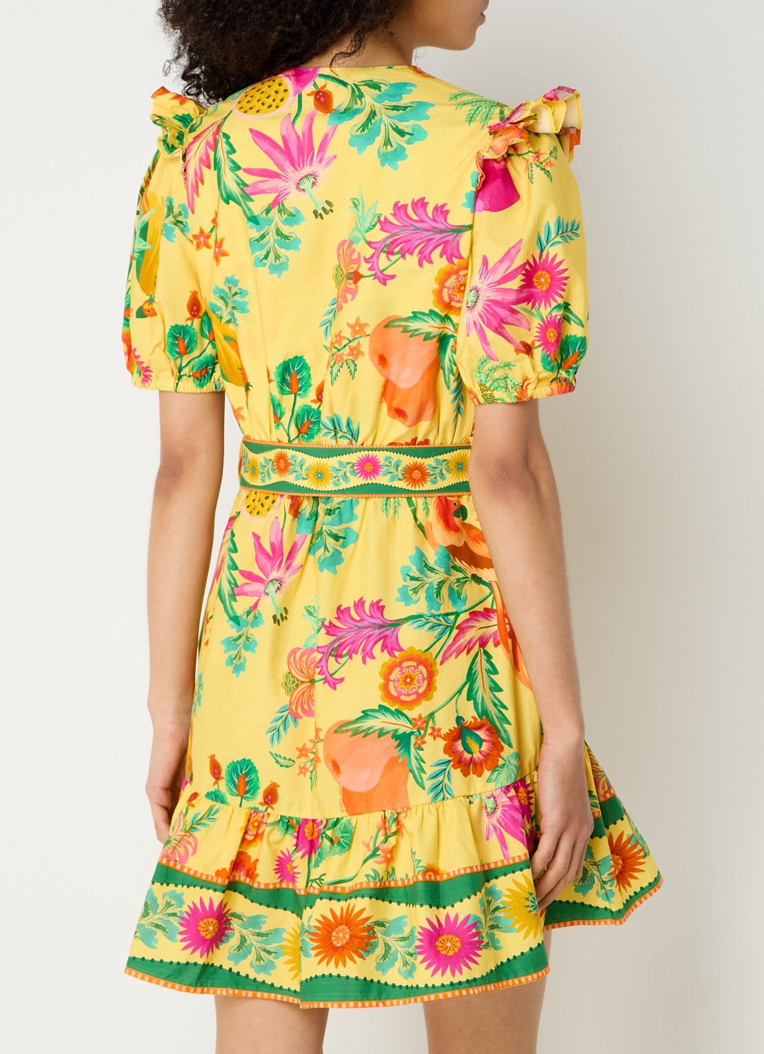Farm Rio Delicate Fruit Garden mini tuniekjurk met bloemenprint - achterkant geel