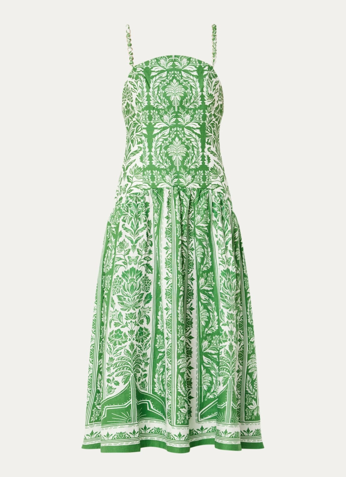 Farm Rio Delicate midi jurk van linnen met print - voorkant 2 groen