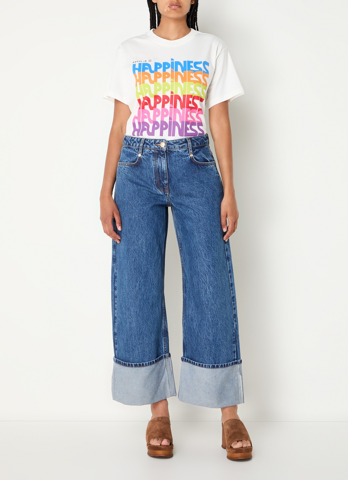 Farm Rio Dress In Happiness T-shirt met print - voorkant 3 gebroken wit