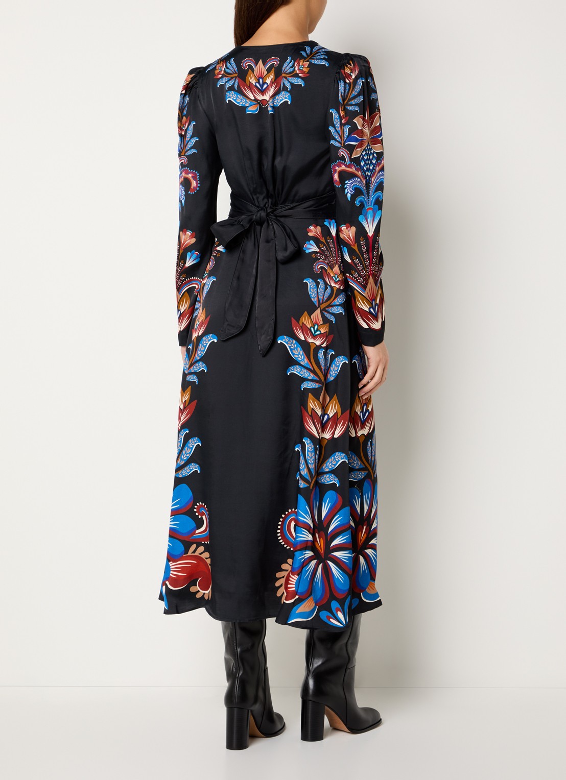 Farm Rio Energy maxi jurk met print en V-hals - achterkant zwart