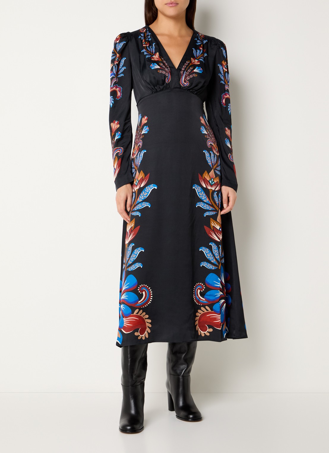 Farm Rio Energy maxi jurk met print en V-hals - detail 2 zwart