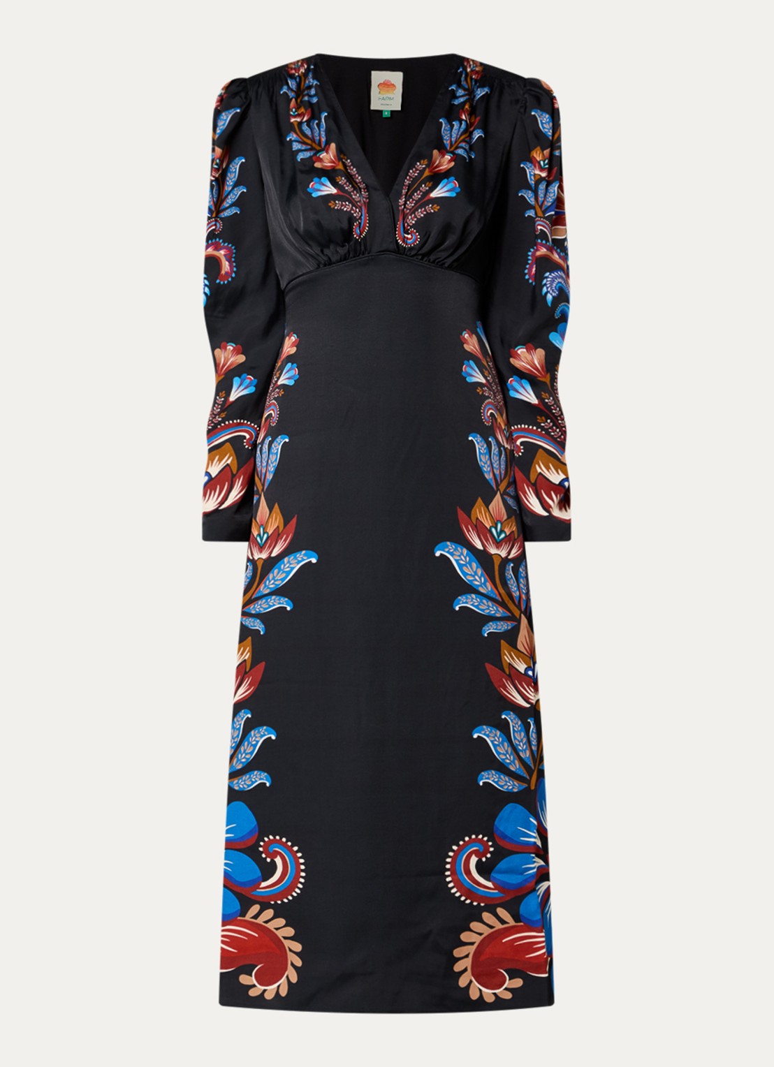 Farm Rio Energy maxi jurk met print en V-hals - voorkant 3 zwart