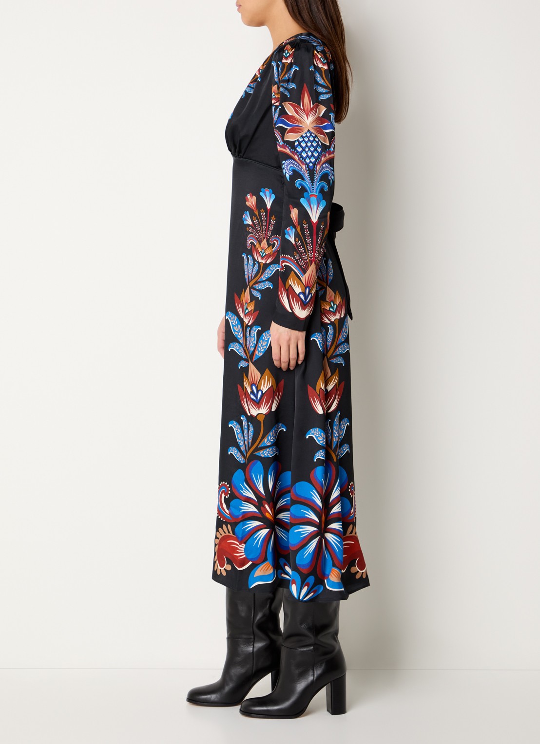 Farm Rio Energy maxi jurk met print en V-hals - voorkant 4 zwart