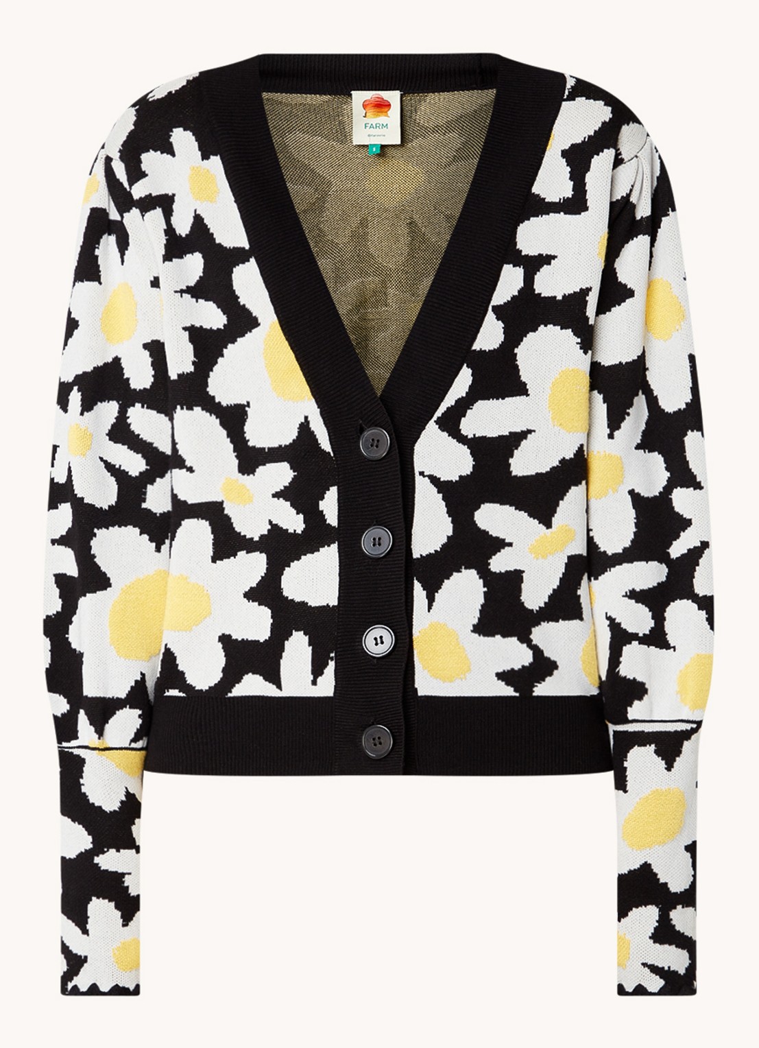 Farm Rio Fijngebreid vest met bloemenprint - voorkant 4 abrikoos