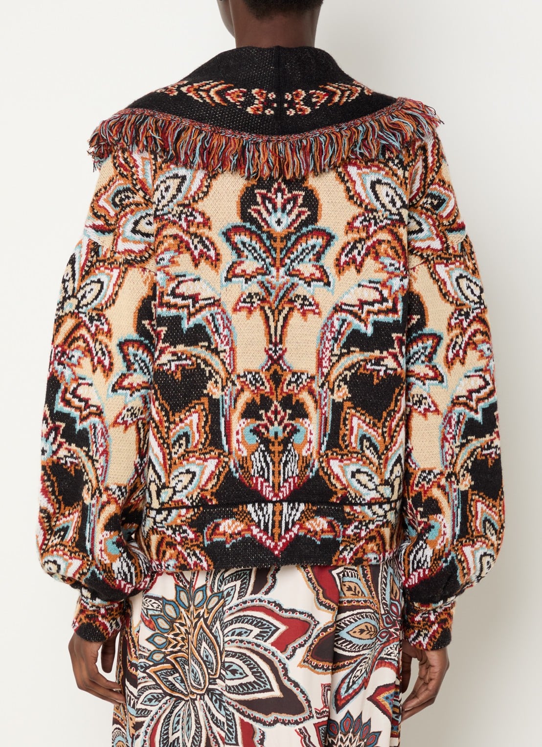 Farm Rio Fijngebreid vest met print - achterkant beige