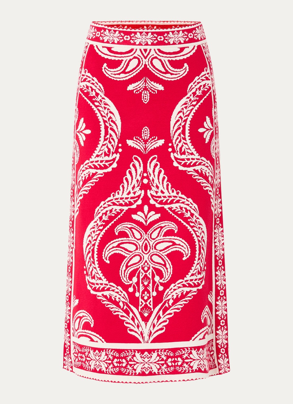 Farm Rio Fijngebreide midi rok met print - voorkant 2 rood