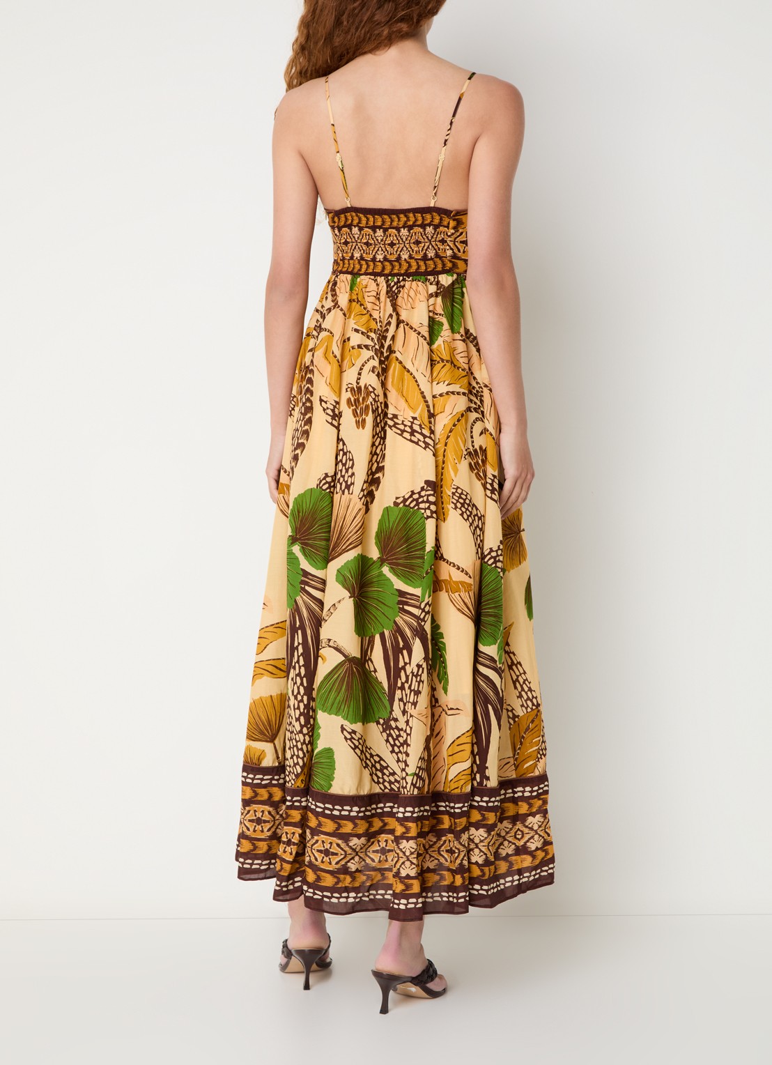 Farm Rio Fiolage maxi jurk met print - achterkant 4 lichtgeel