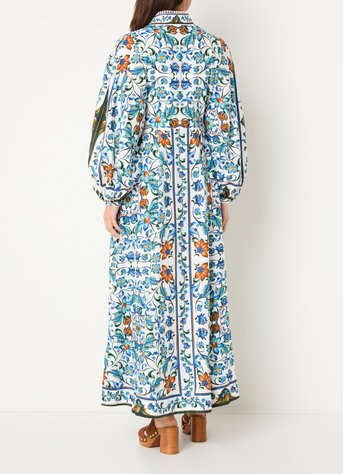 Farm Rio Flora maxi jurk met print - achterkant kobaltblauw