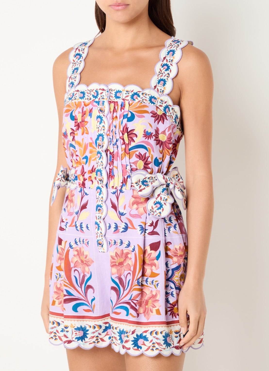 Farm Rio Flower playsuit in linnenblend met bloemenprint - detail 3 lila