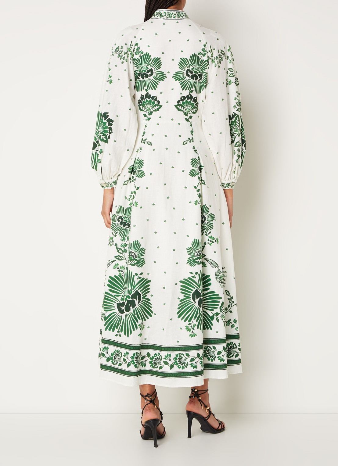 Farm Rio Forest Soul midi blousejurk met bloemenprint - achterkant 3 donkergroen
