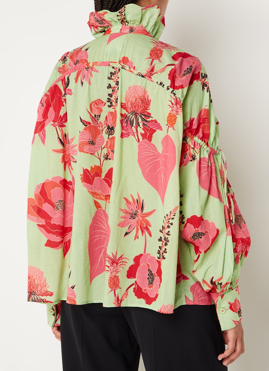 Farm Rio Fresh Garden blouse met bloemenprint - achterkant lichtgroen