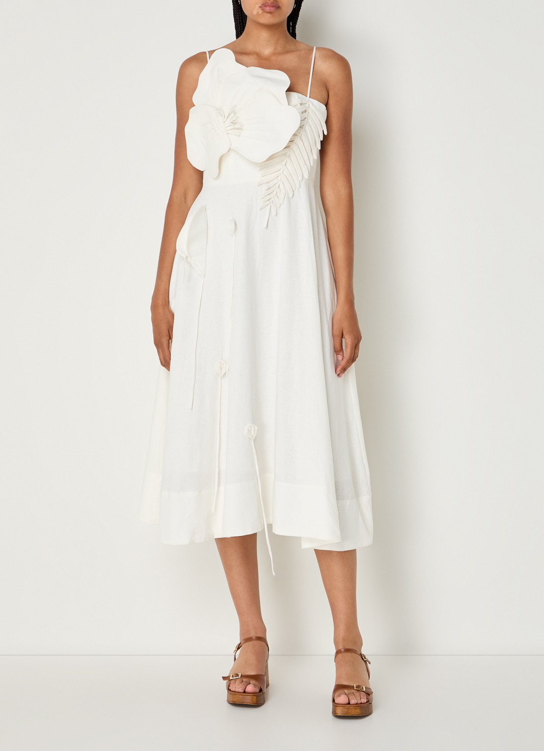 Farm Rio Garden midi jurk met applicatie - detail gebroken wit
