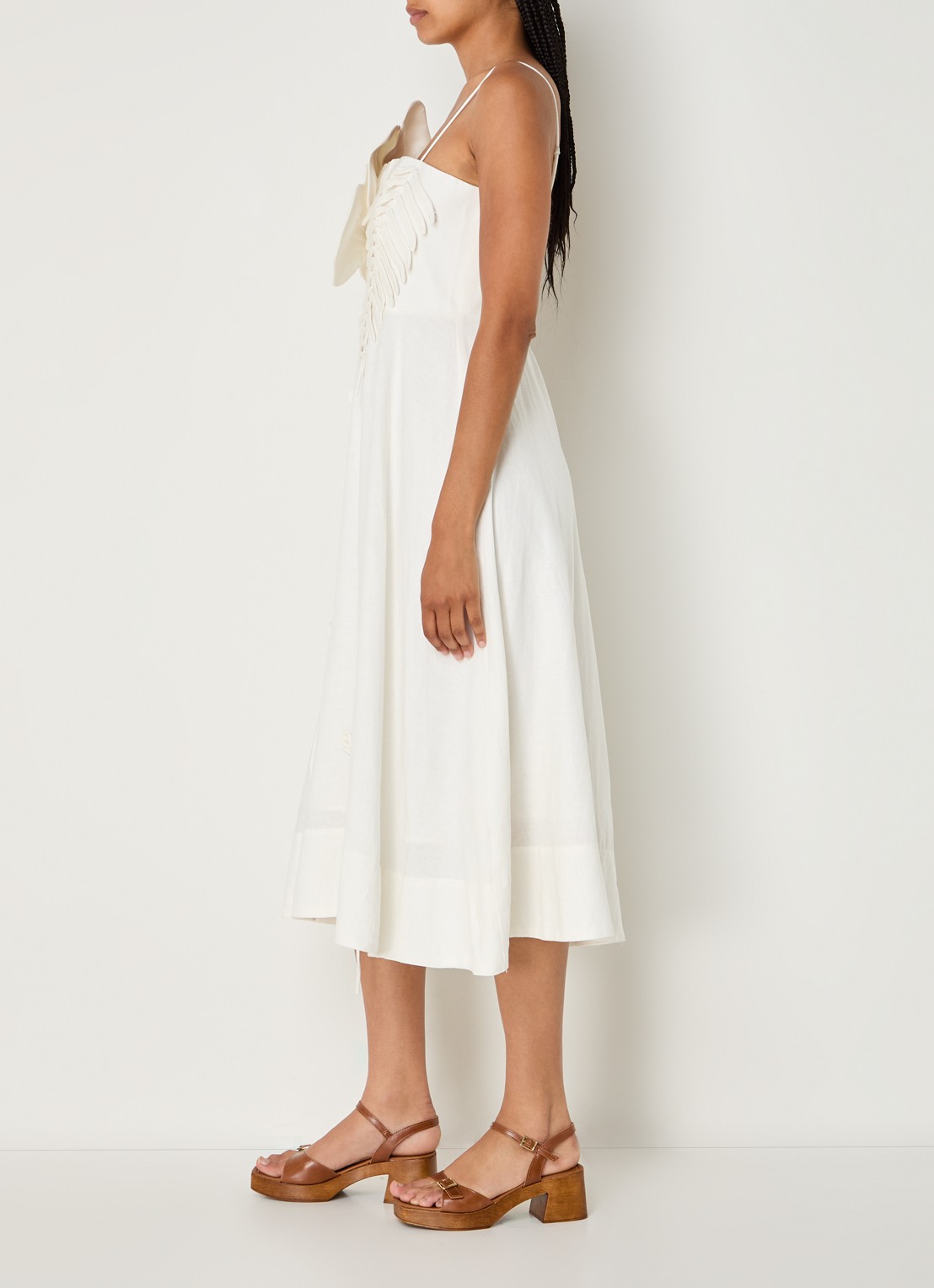 Farm Rio Garden midi jurk met applicatie - voorkant 5 gebroken wit