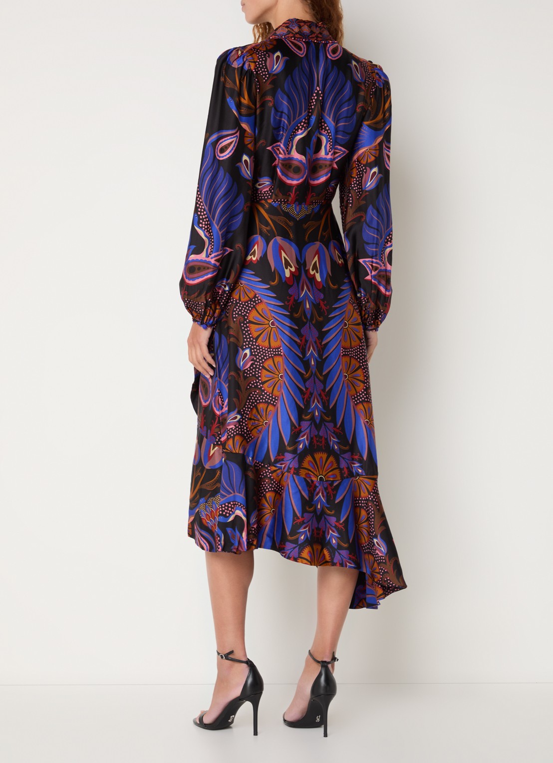 Farm Rio Heart midi wikkeljurk met print - achterkant 3 kobaltblauw