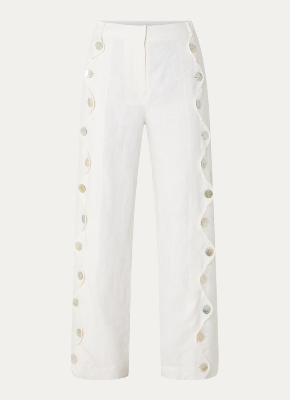 Farm Rio High waist loose fit broek van linnen - voorkant gebroken wit