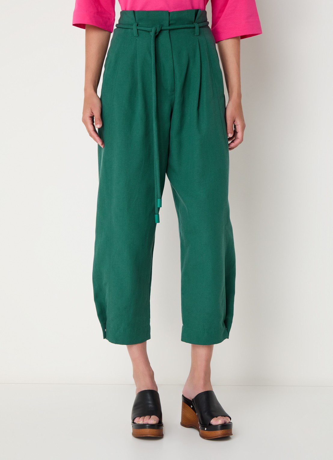 Farm Rio High waist loose fit cropped pantalon  - detail donkergroen