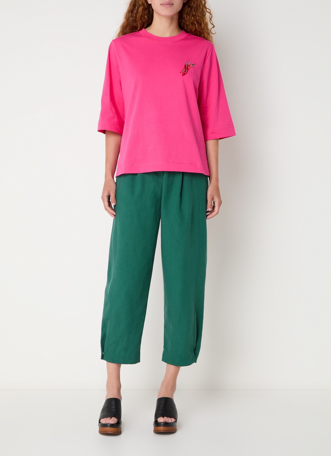 Farm Rio High waist loose fit cropped pantalon  - voorkant 3 donkergroen