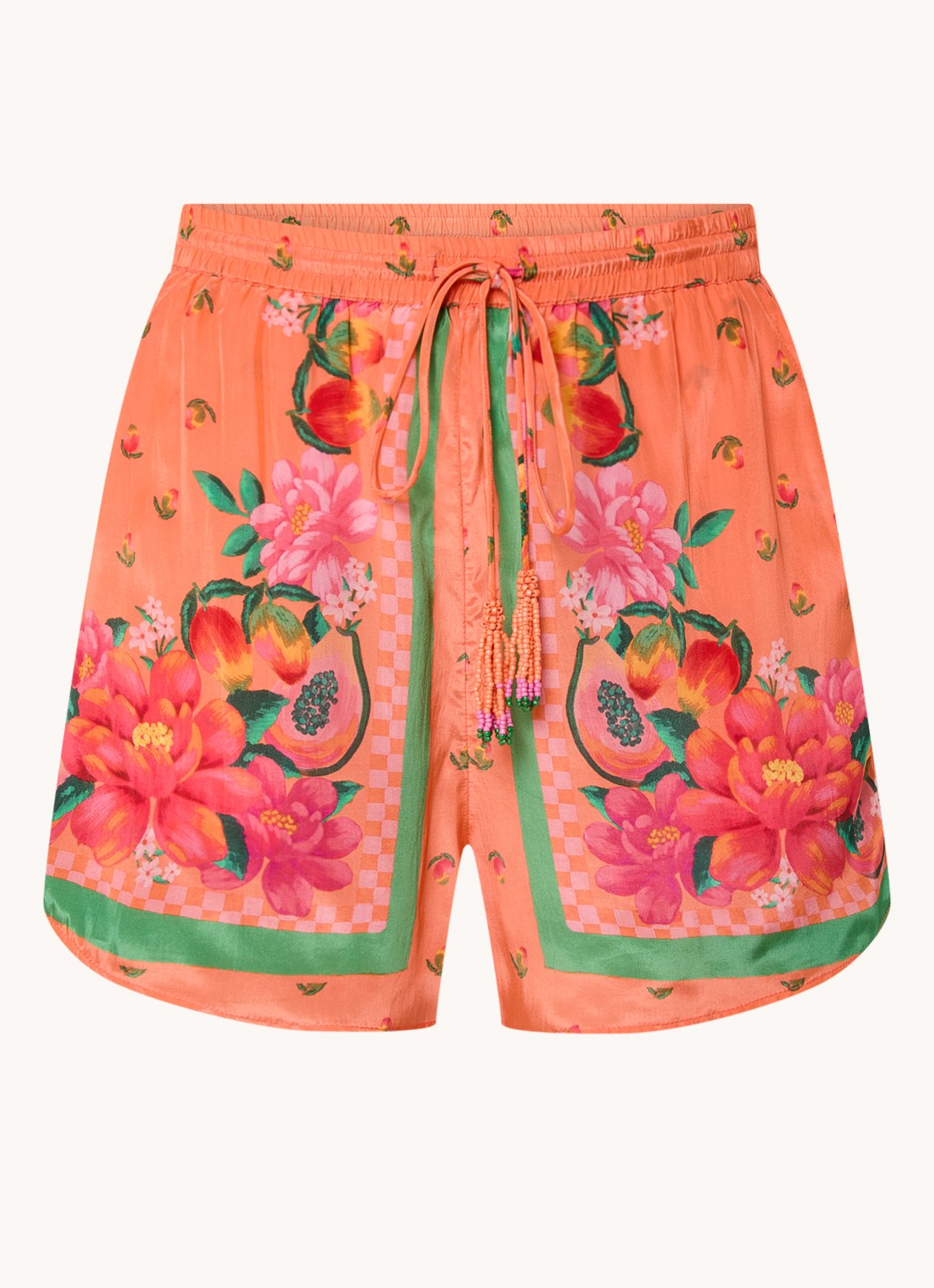 Farm Rio High waist straight fit korte broek met print - voorkant 2 oranje