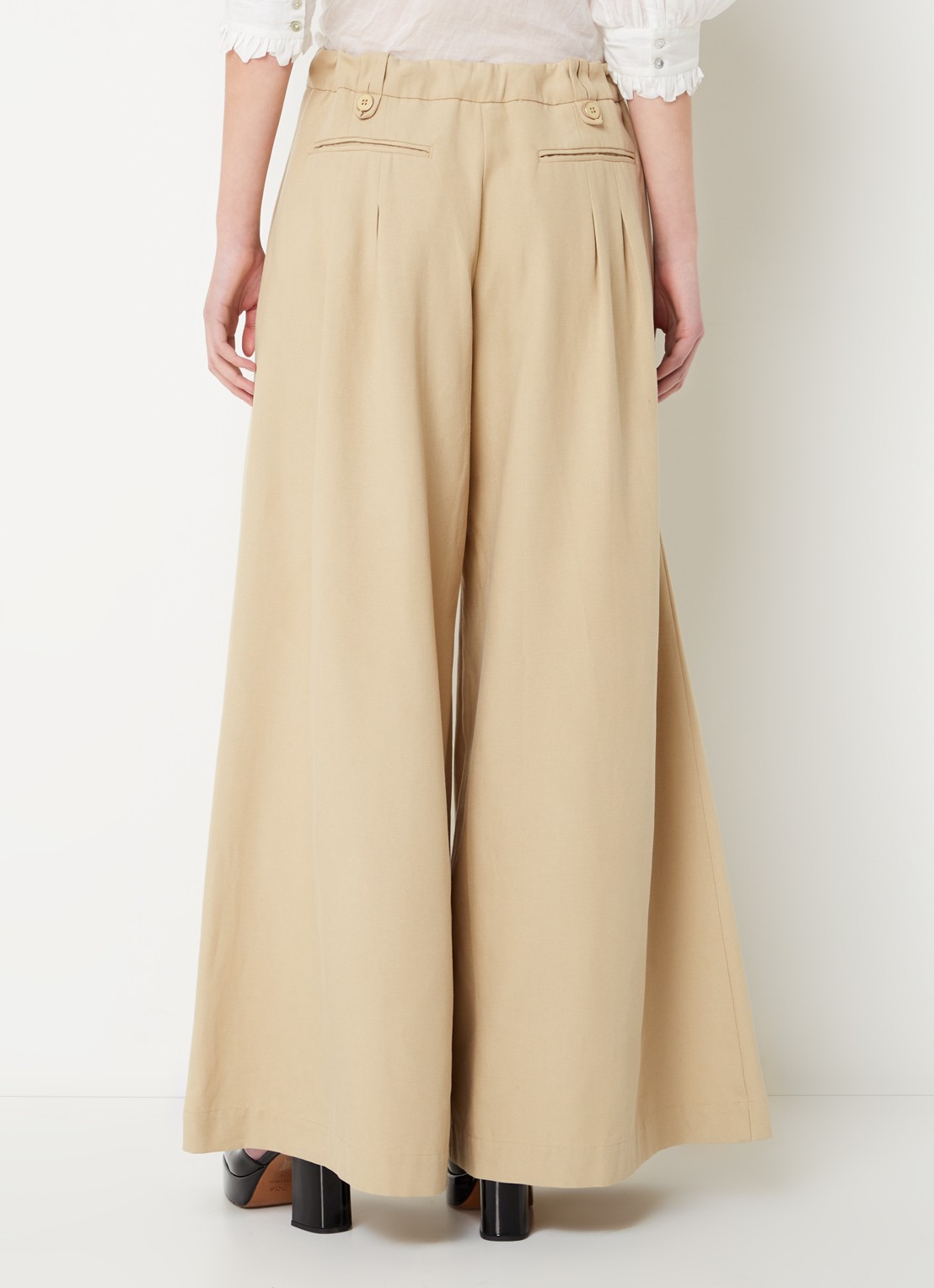 Farm Rio High waist wide fit palazzo broek met steekzakken - achterkant 4 khaki