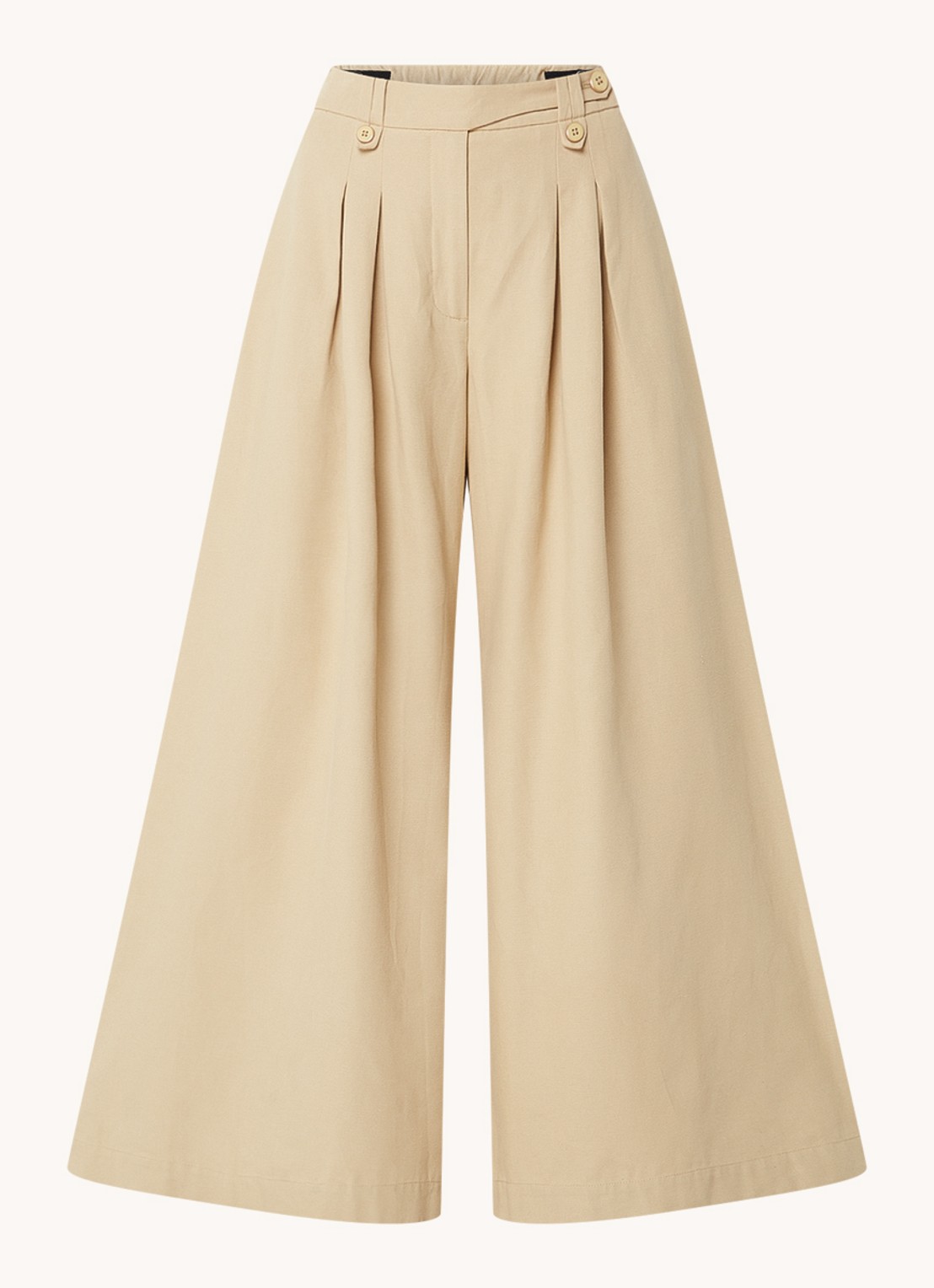 Farm Rio High waist wide fit palazzo broek met steekzakken - voorkant 2 khaki