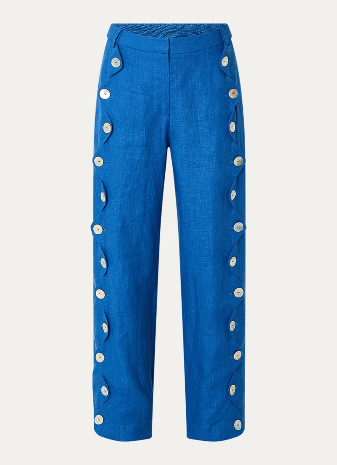 Farm Rio High waist wide fit pantalon van linnen - voorkant 2 blauw