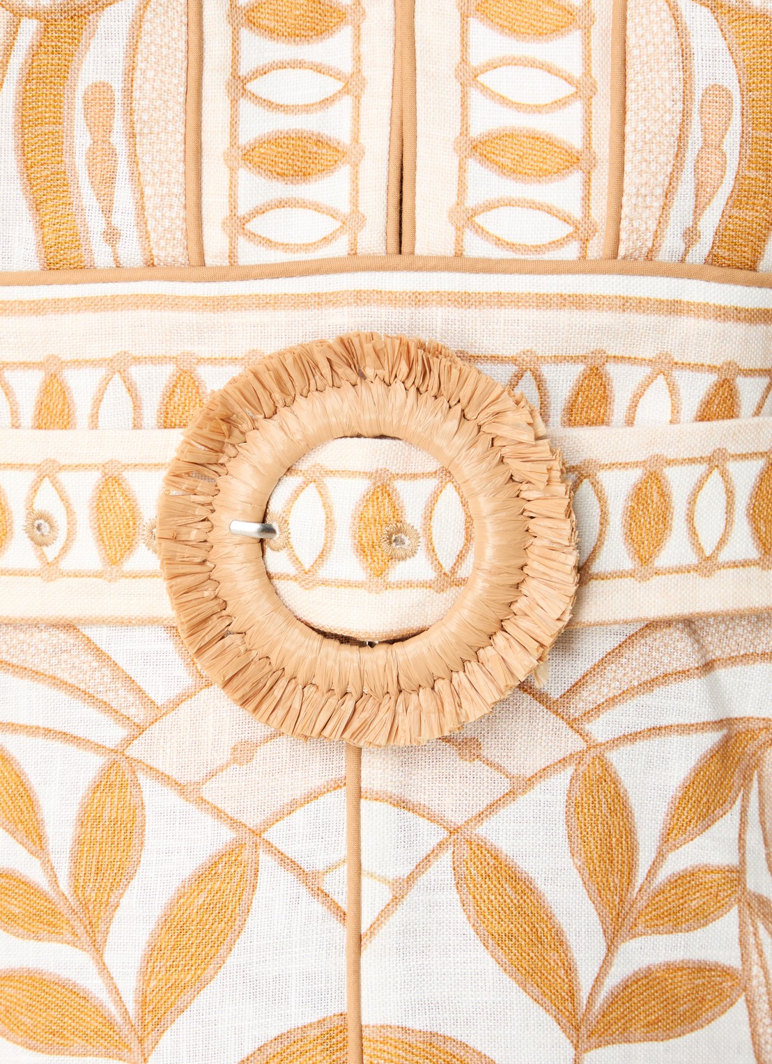 Farm Rio Lace Nature mini tuniekjurk van linnen met ceintuur en print - detail 5 beige