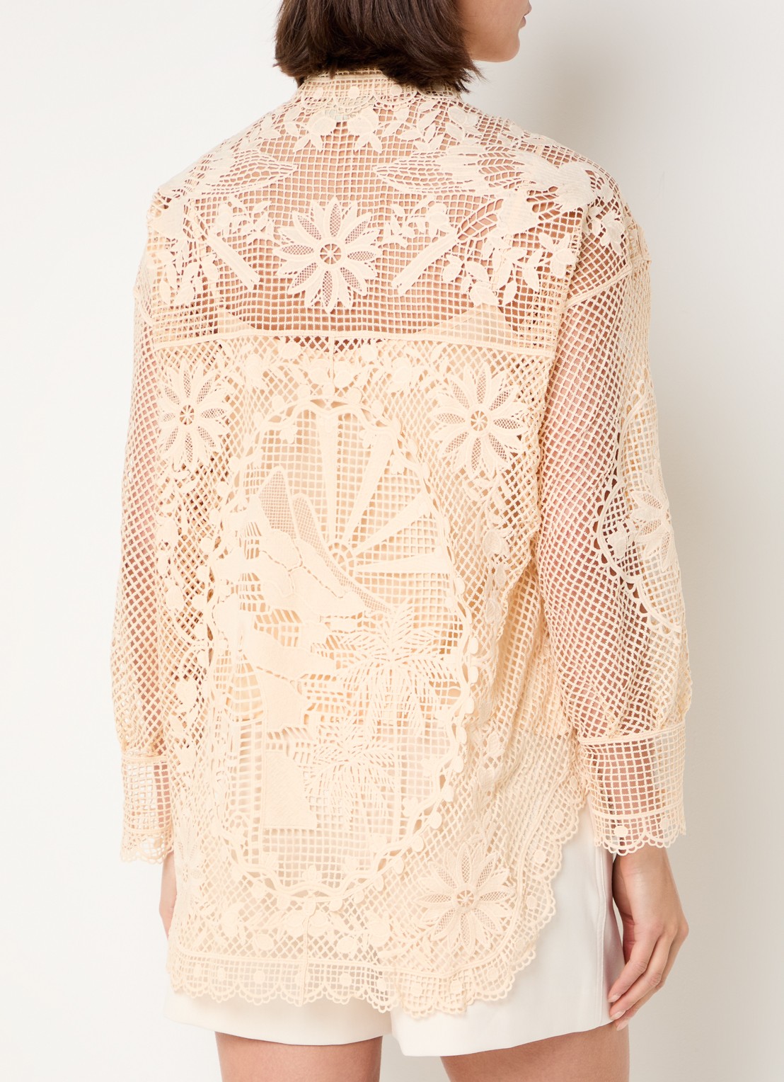 Farm Rio Landscape Guipure blouse met opengewerkt dessin - achterkant 4 creme