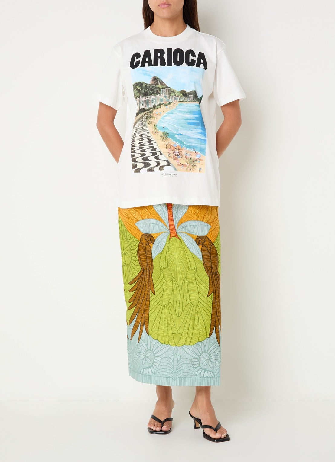 Farm Rio Landscape T-shirt met print - voorkant 4 wit