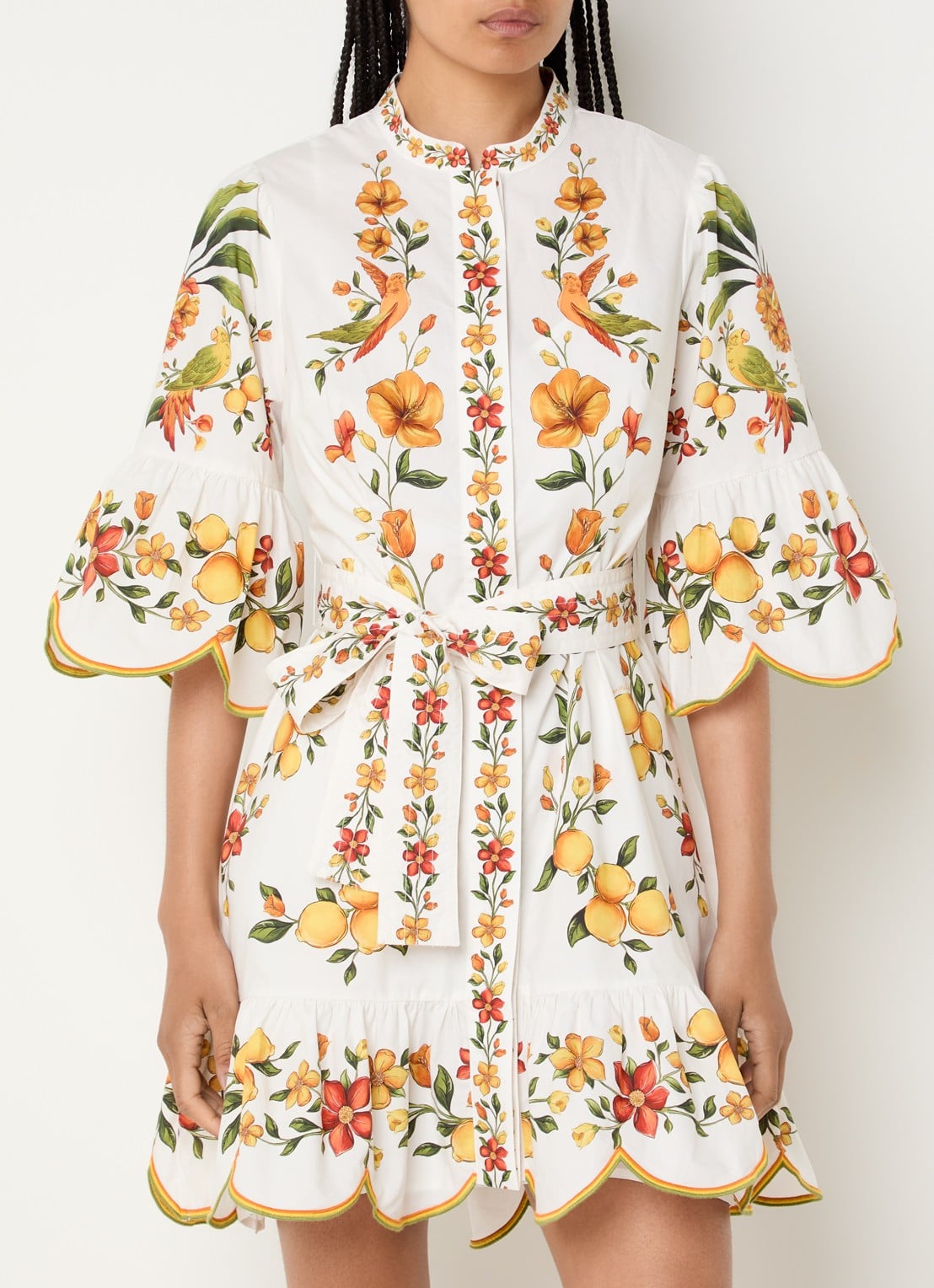 Farm Rio Lemon mini jurk met print - detail 3 wit