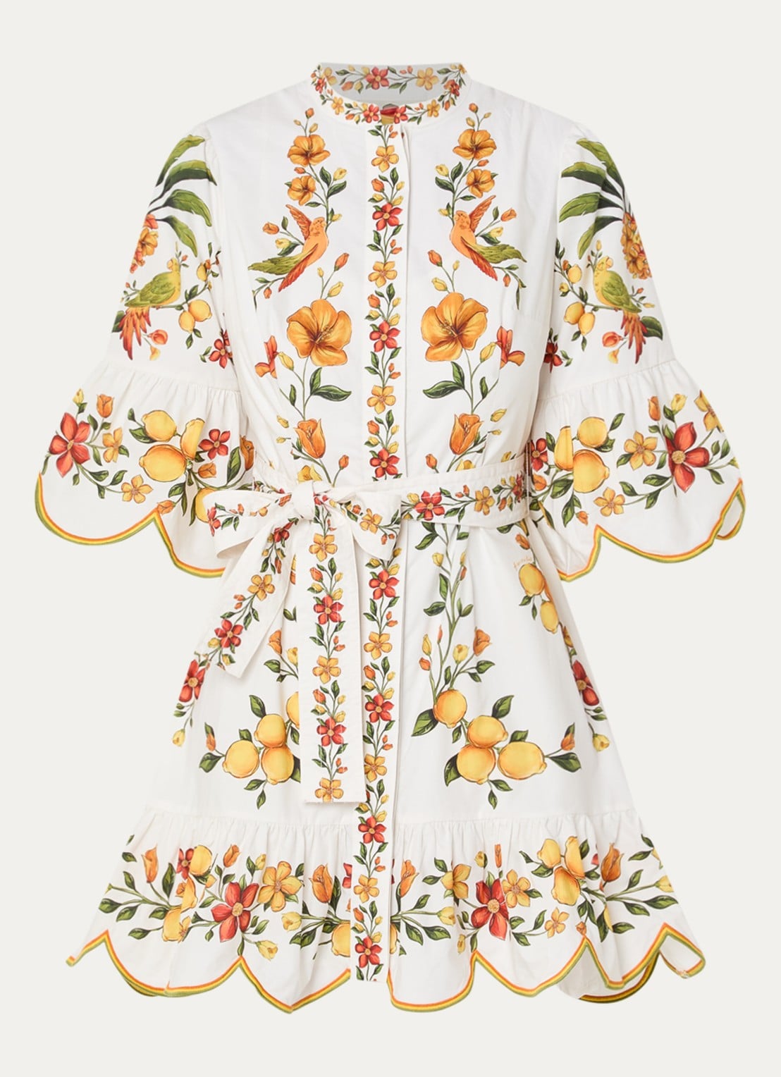 Farm Rio Lemon mini jurk met print - voorkant wit