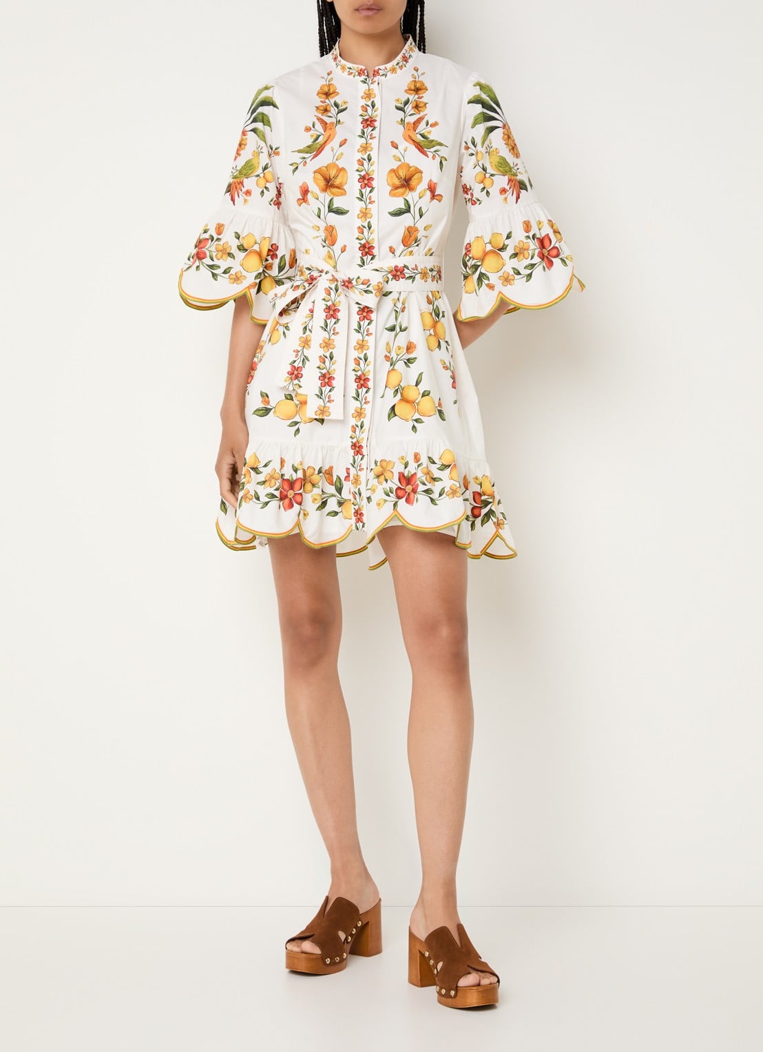 Farm Rio Lemon mini jurk met print - voorkant 2 wit