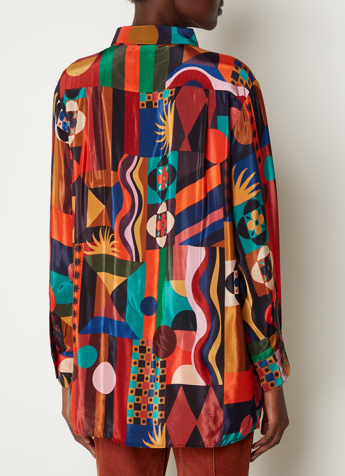 Farm Rio Longline blouse met grafische print - achterkant rood