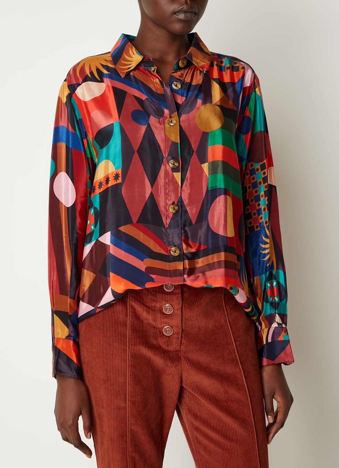 Farm Rio Longline blouse met grafische print - detail 2 rood