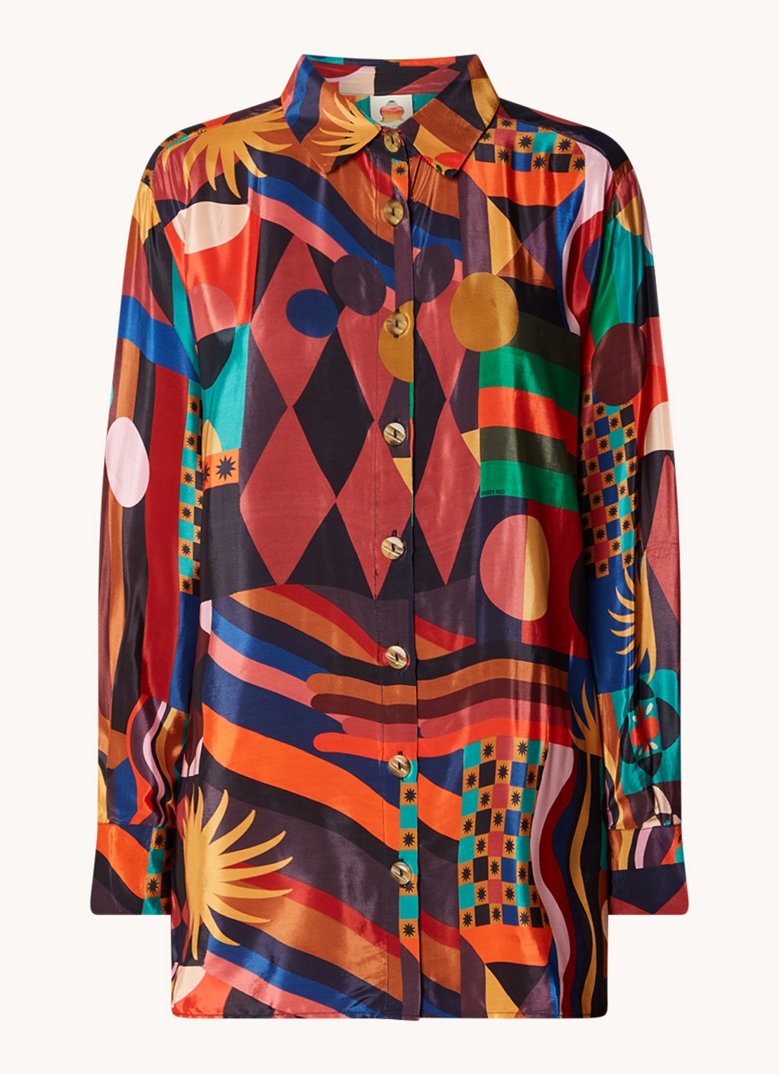 Farm Rio Longline blouse met grafische print - voorkant 3 rood