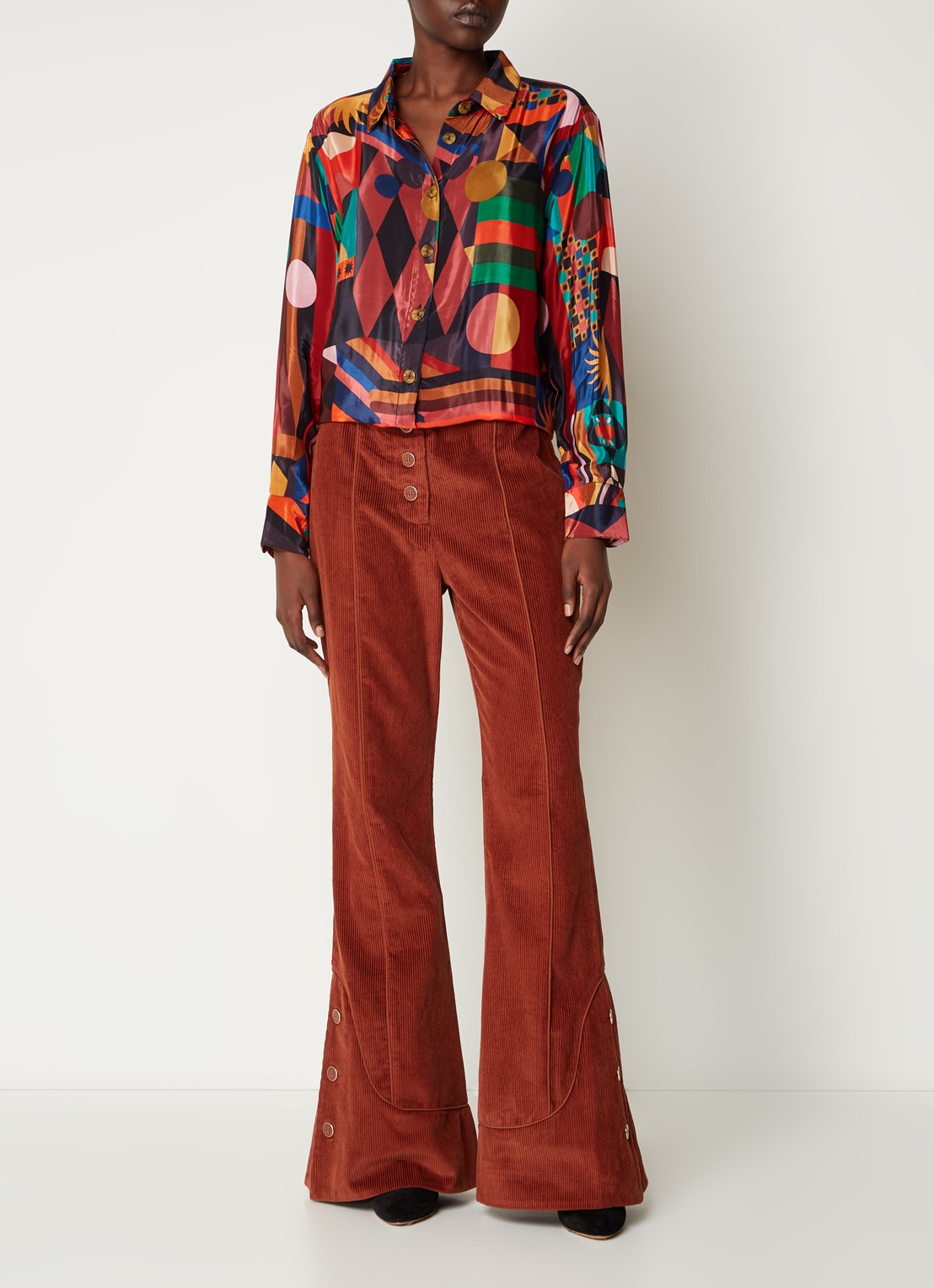 Farm Rio Longline blouse met grafische print - voorkant 4 rood