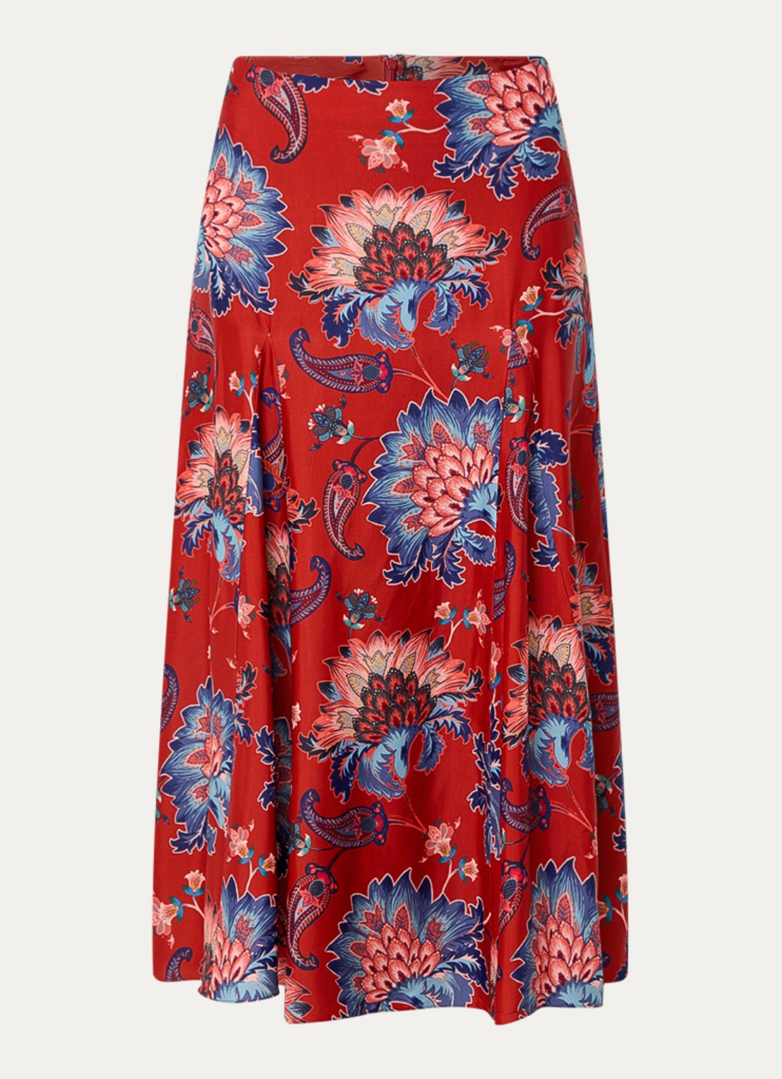 Farm Rio Luang midi rok met bloemenprint - voorkant donkerrood
