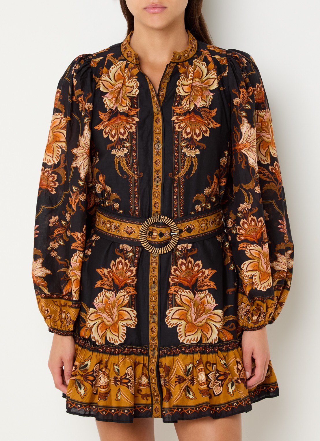 Farm Rio Majestic Garden mini tuniekjurk met strikceintuur - detail 2 zwart