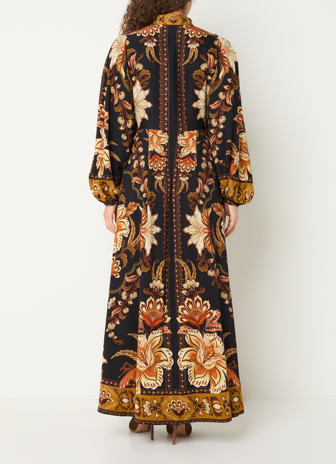 Farm Rio Majestic maxi jurk met print - achterkant camel