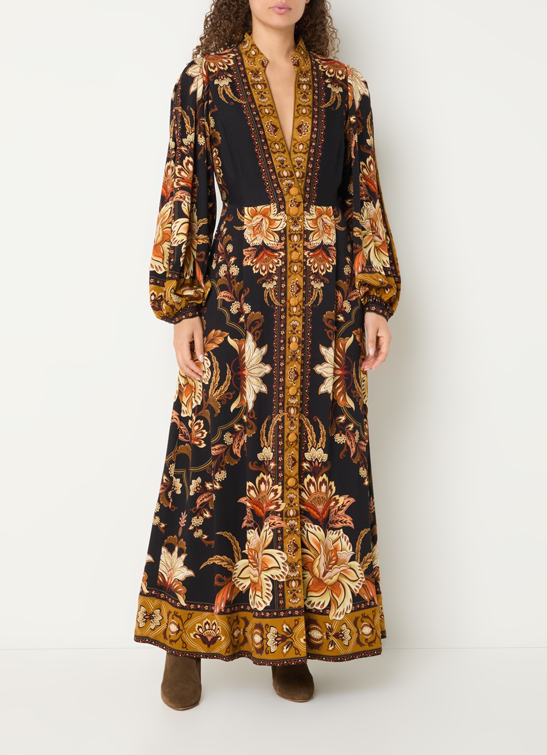 Farm Rio Majestic maxi jurk met print - detail 2 camel
