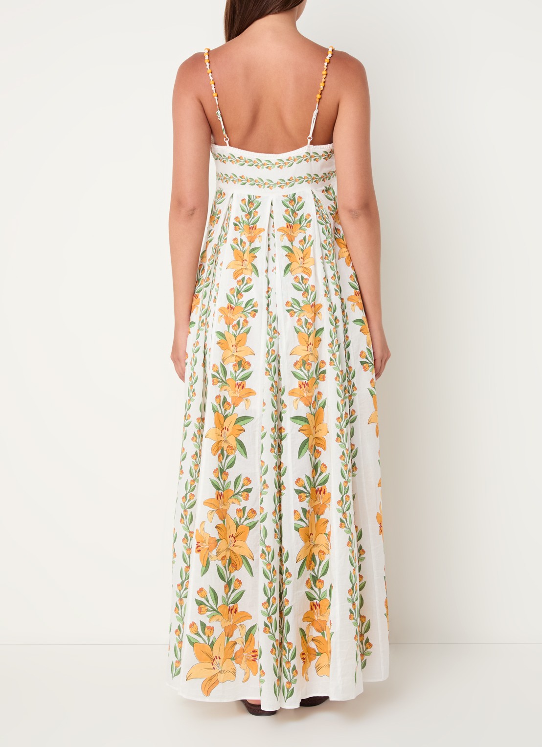 Farm Rio Maxi jurk met bloemenprint en spaghettibandjes - achterkant 5 wit