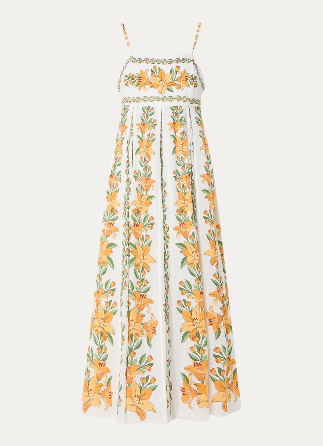 Farm Rio Maxi jurk met bloemenprint en spaghettibandjes - voorkant wit